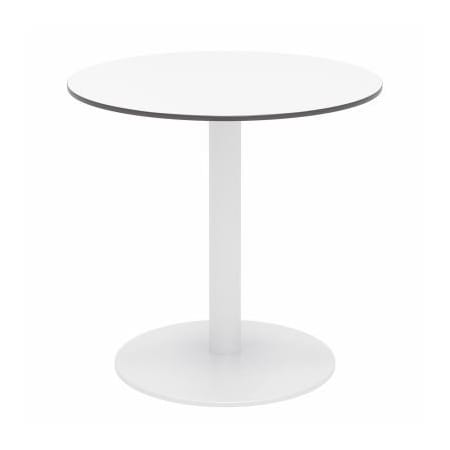 Kfi KFI 30" Round Outdoor Cafe Table - Designer White Phenolic Top - White Aluminum Frame - Ivy Series OLTP30RD-B2200WH-D354